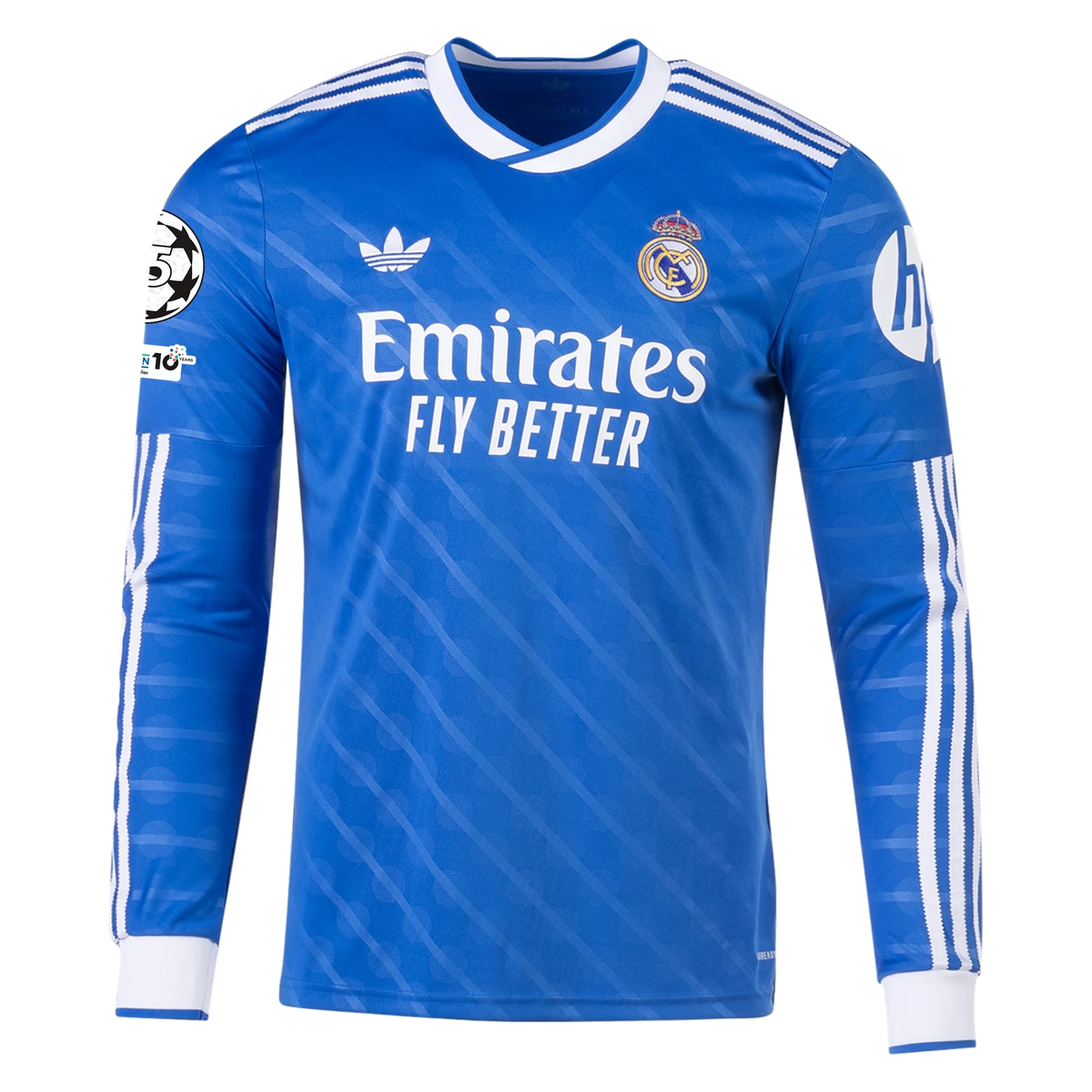 adidas Men's Real Madrid Long Sleeve Third Jersey w/ Champions League Patches 25/26 (Blue/White)