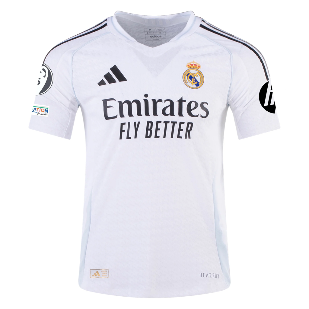 adidas Jude Bellingham Real Madrid Authentic Home Jersey w/ Champions League Patches 24/25 (White/Black)