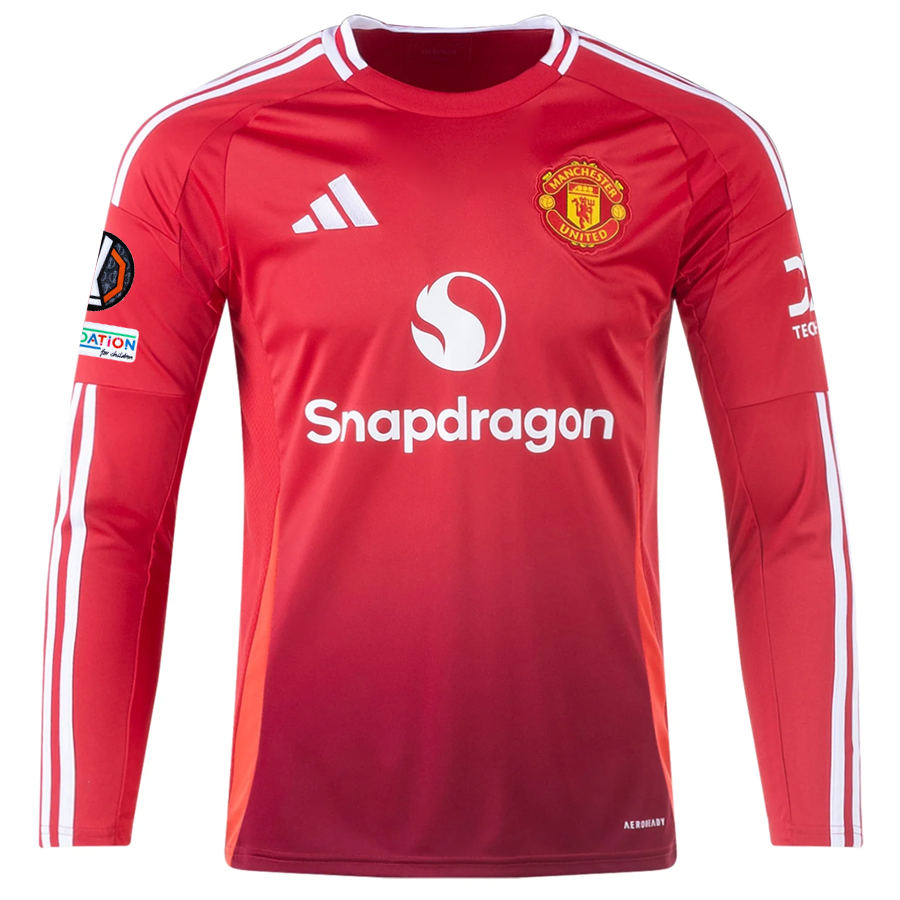 adidas Manchester United Casemiro Long Sleeve Home Jersey w/ Europa League Patches 24/25 (Red)
