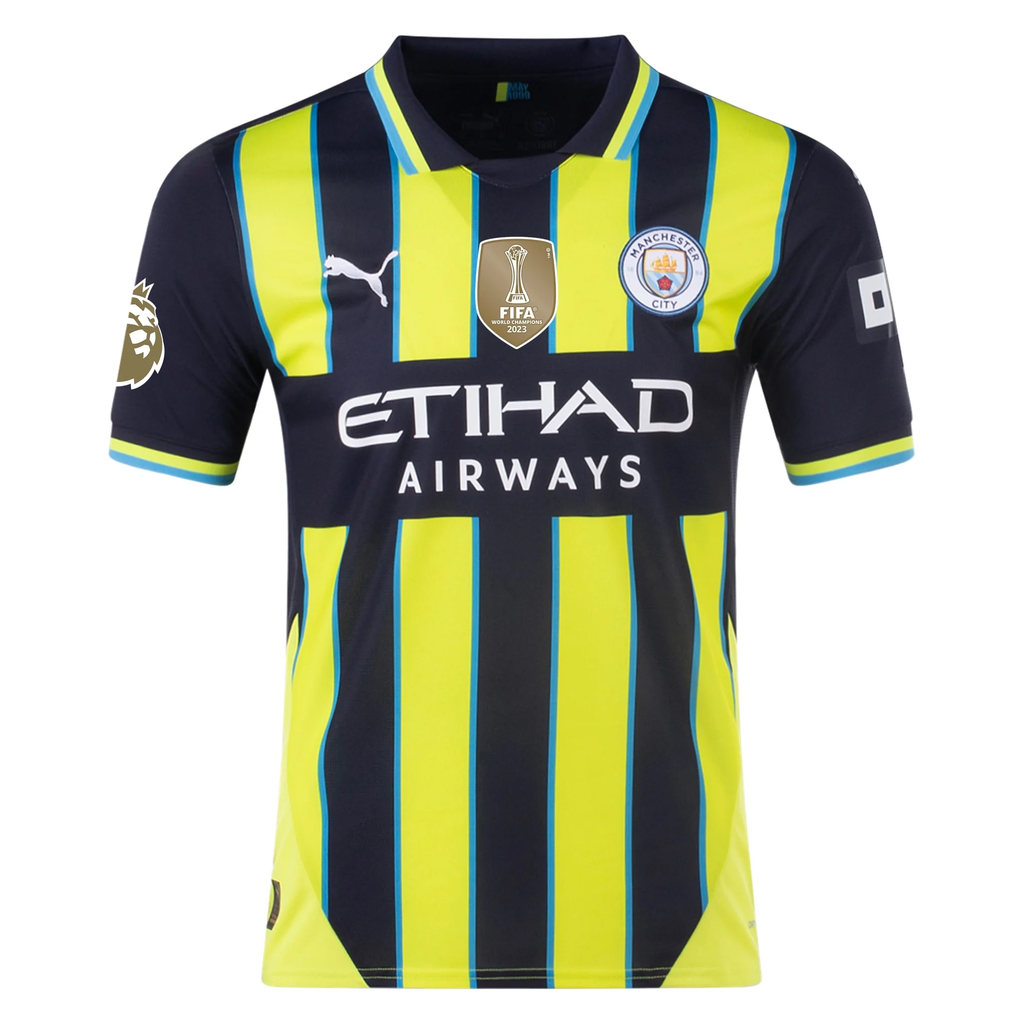 Puma Manchester City John Stones Away Jersey w/ EPL + Club World Cup Patch 24/25 (New Navy/Yellow Glow)