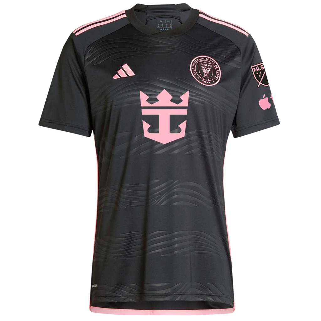 adidas Inter Miami Royal Caribbean Away Jersey w/ MLS + Apple TV Patches 23/24 (Black/Bliss Pink)